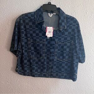 Roxy Blue Checkered Denim Shirt